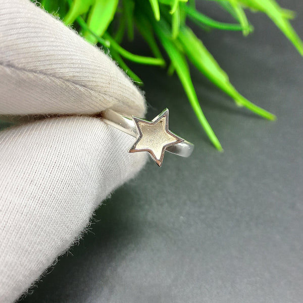 925 Sterling Silver Ring, Plain Bezel Cup Star Close Blank Ring, Setting For Making Ring 10X10 MM, DIY Jewelry Supplies
