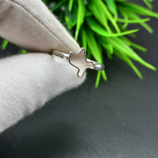 925 Sterling Silver Ring, Plain Bezel Cup US Texas City Map Close Blank Ring, Setting For Making Ring 10X10 MM, DIY Jewelry Supplies