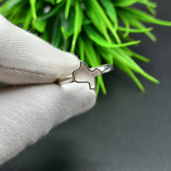 925 Sterling Silver Ring, Plain Bezel Cup US Texas City Map Close Blank Ring, Setting For Making Ring 10X10 MM, DIY Jewelry Supplies