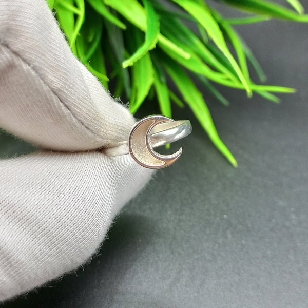 925 Sterling Silver Ring, Plain Bezel Cup Half Moon Close Blank Ring, Setting For Making Ring 10X10 MM, DIY Jewelry Supplies