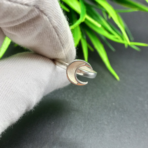 925 Sterling Silver Ring, Plain Bezel Cup Half Moon Close Blank Ring, Setting For Making Ring 10X10 MM, DIY Jewelry Supplies