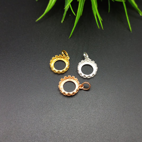 925 Sterling Silver Round Pendant, Bezel Cup Crown Round Pendant, Setting For Making Pendant 5x5 MM To 15x15 MM, DIY Jewelry Supplies