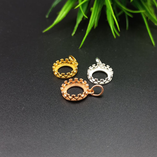 925 Sterling Silver Round Pendant, Bezel Cup Crown Round Pendant, Setting For Making Pendant 5x5 MM To 15x15 MM, DIY Jewelry Supplies