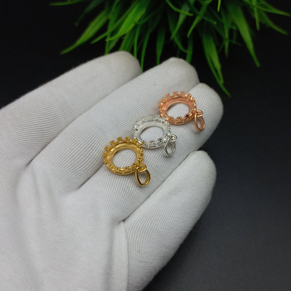 925 Sterling Silver Round Pendant, Bezel Cup Crown Round Pendant, Setting For Making Pendant 5x5 MM To 15x15 MM, DIY Jewelry Supplies