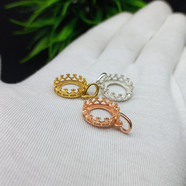 925 Sterling Silver Round Pendant, Bezel Cup Crown Round Pendant, Setting For Making Pendant 5x5 MM To 15x15 MM, DIY Jewelry Supplies