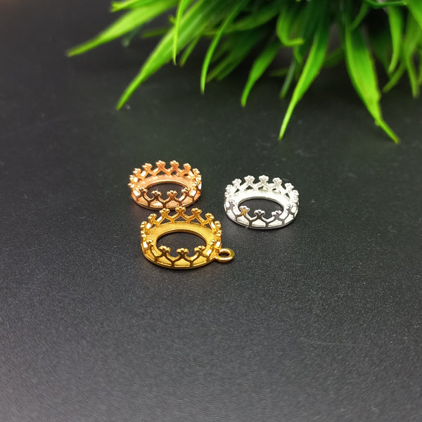 925 Sterling Silver Round Pendant, Bezel Cup Crown Round Pendant, Setting For Making Pendant 5x5 MM To 15x15 MM, DIY Jewelry Supplies