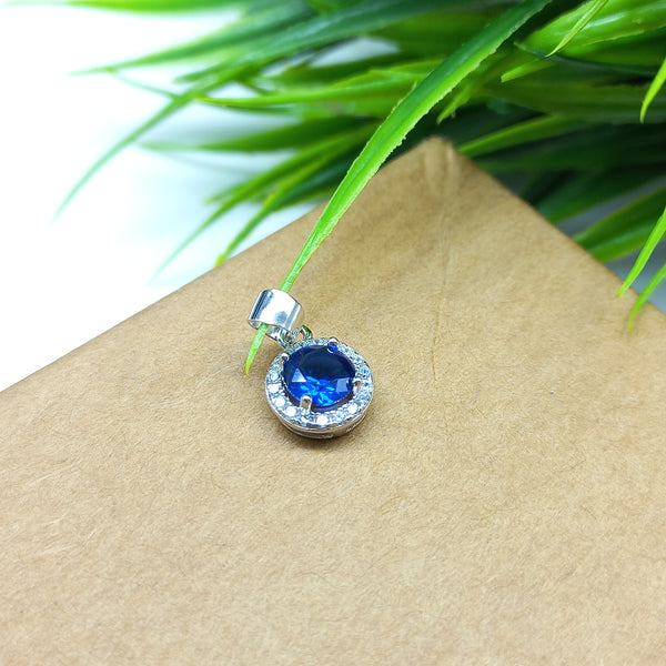 925 Sterling Silver Cubic Zirconia Pendant, 5MM Amazing Blue Cubic Zirconia Pendant For Wife, Perfect Gift for Birthdays & Anniversaries