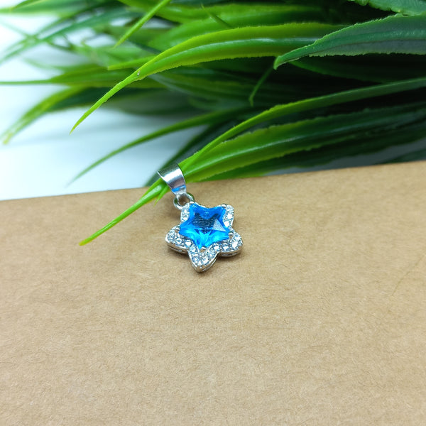 925 Sterling Silver American Diamond Pendant For Her, 7 MM Fantastic Sky Blue Cubic Zirconia Pendant, Anniversary Gift For Wife