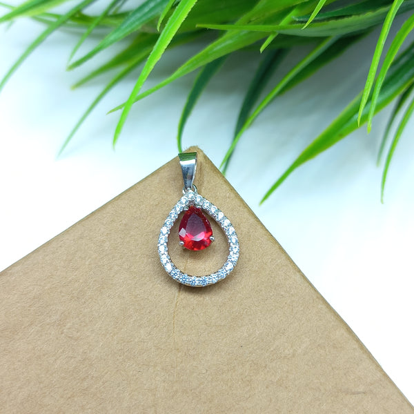 925 Sterling Silver Red Cubic Zirconia Pendant, 6X4 MM Eye Clean Red Cubic Zirconia Pendant For Gift, Awesome Birthday Gift For Her