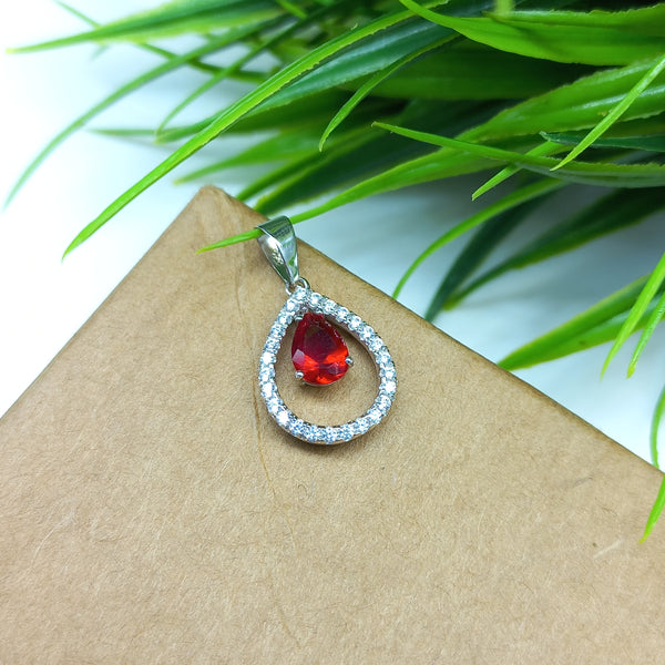 925 Sterling Silver Red Cubic Zirconia Pendant, 6X4 MM Eye Clean Red Cubic Zirconia Pendant For Gift, Awesome Birthday Gift For Her