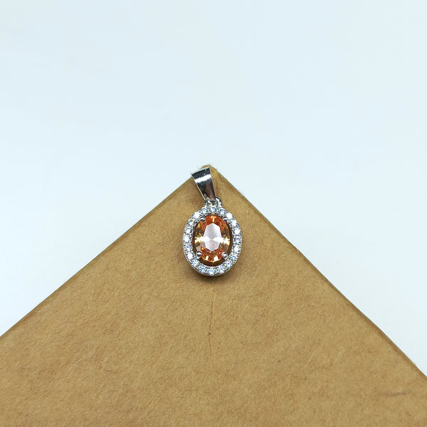 7x5MM Loop Clean Orange Cubic Zirconia Oval Pendant, 925 Sterling Silver Cubic Zirconia Oval Pendant, Sophisticated Jewelry for Her7x5MM Loop Clean Orange Cubic Zirconia Oval Pendant, 925 Sterling Silver Cubic Zirconia Oval Pendant