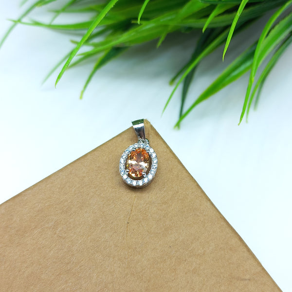 7x5MM Loop Clean Orange Cubic Zirconia Oval Pendant, 925 Sterling Silver Cubic Zirconia Oval Pendant, Sophisticated Jewelry for Her7x5MM Loop Clean Orange Cubic Zirconia Oval Pendant, 925 Sterling Silver Cubic Zirconia Oval Pendant