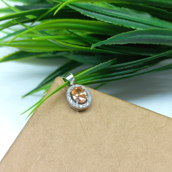 7x5MM Loop Clean Orange Cubic Zirconia Oval Pendant, 925 Sterling Silver Cubic Zirconia Oval Pendant, Sophisticated Jewelry for Her7x5MM Loop Clean Orange Cubic Zirconia Oval Pendant, 925 Sterling Silver Cubic Zirconia Oval Pendant