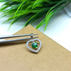 925 Sterling Silver Green Cubic Zirconia Pendant, 5MM Cubic Zirconia Heart Halo Pendant, CZ Pendant For Her, Cubic Zirconia Charm Pendant