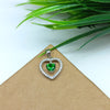 925 Sterling Silver Green Cubic Zirconia Pendant, 5MM Cubic Zirconia Heart Halo Pendant, CZ Pendant For Her, Cubic Zirconia Charm Pendant