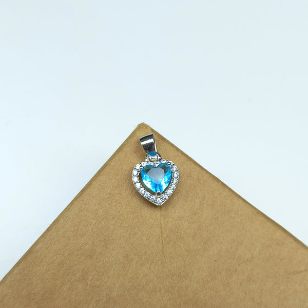 925 Sterling Silver Sky Blue Cubic Zirconia Pendant, 6MM Stunning Cubic Zirconia Heart Halo Pendant For Girls, Elegant Women’s Jewelry
