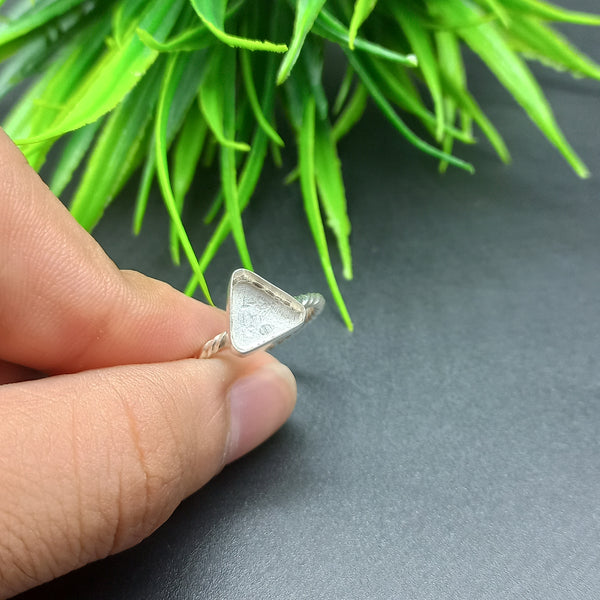 925 Sterling Silver Ring, Spiral Wire Plain Bezel Cup Trillion Close Blank Ring, Setting For Making Ring 10 MM To 18 MM, DIY Jewelry Supplies