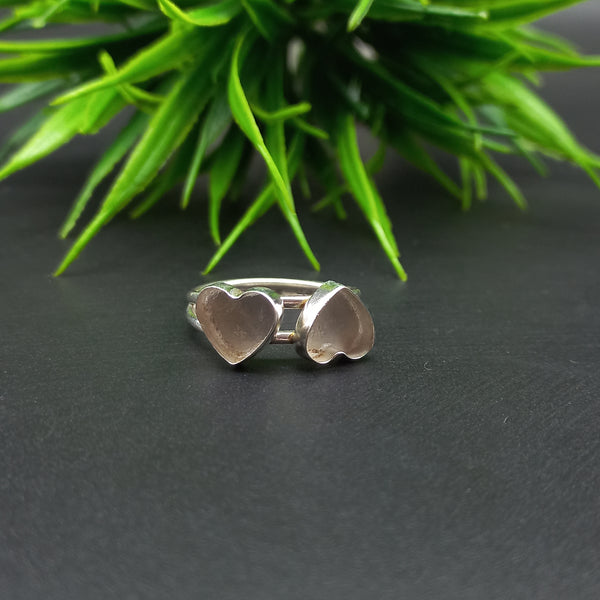 925 Sterling Silver Double Collet Ring, Plain Bezel Cup Heart Close Blank Ring, Setting For Making Ring 9 MM To 12 MM, DIY Jewelry Supplies