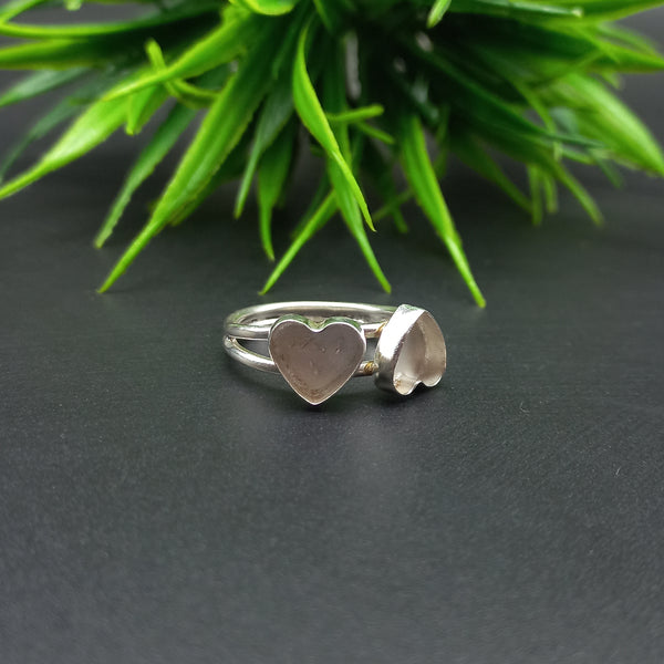 925 Sterling Silver Double Collet Ring, Plain Bezel Cup Heart Close Blank Ring, Setting For Making Ring 4 MM To 8 MM, DIY Jewelry Supplies