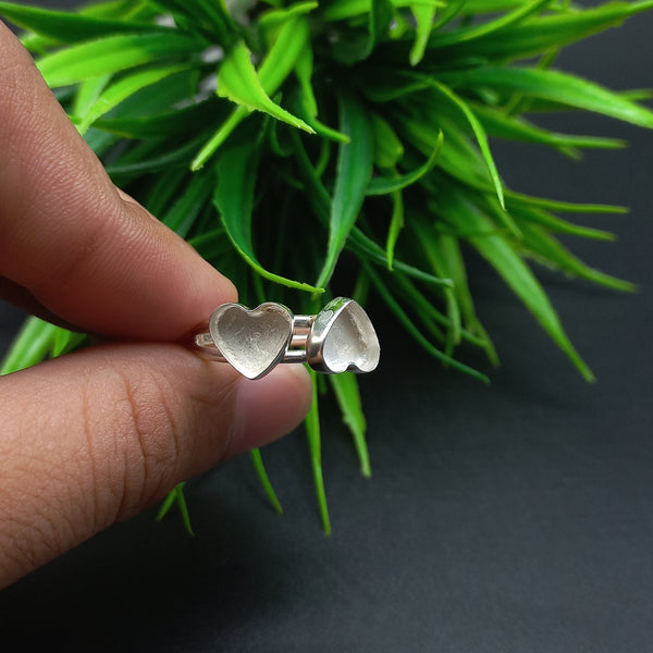 925 Sterling Silver Double Collet Ring, Plain Bezel Cup Heart Close Blank Ring, Setting For Making Ring 9 MM To 12 MM, DIY Jewelry Supplies