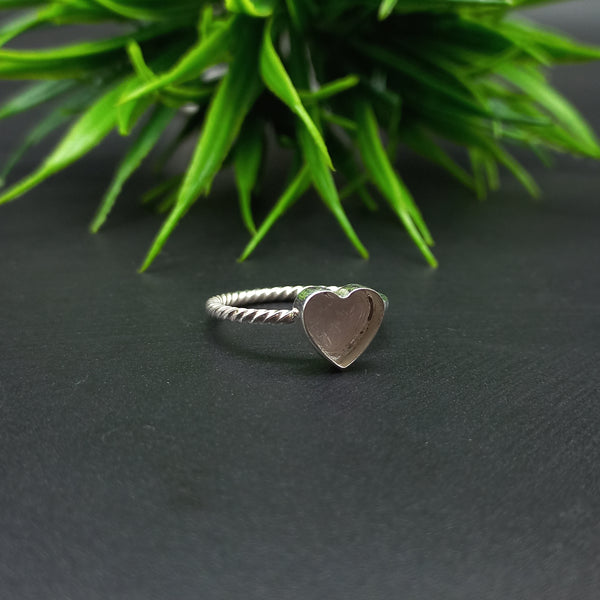 925 Sterling Silver Ring, Spiral Wire Plain Bezel Cup Heart Close Blank Ring, Setting For Making Ring 10 MM To 14 MM, DIY Jewelry Supplies