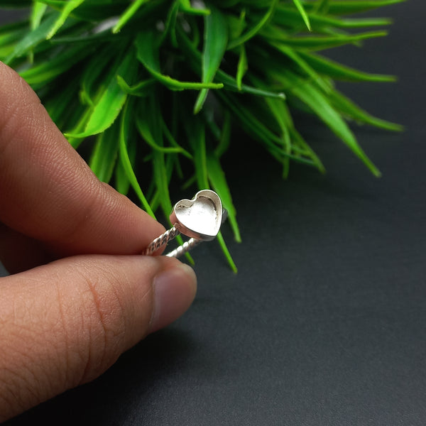 925 Sterling Silver Ring, Spiral Wire Plain Bezel Cup Heart Close Blank Ring, Setting For Making Ring 5 To 9 MM, DIY Jewelry Supplies
