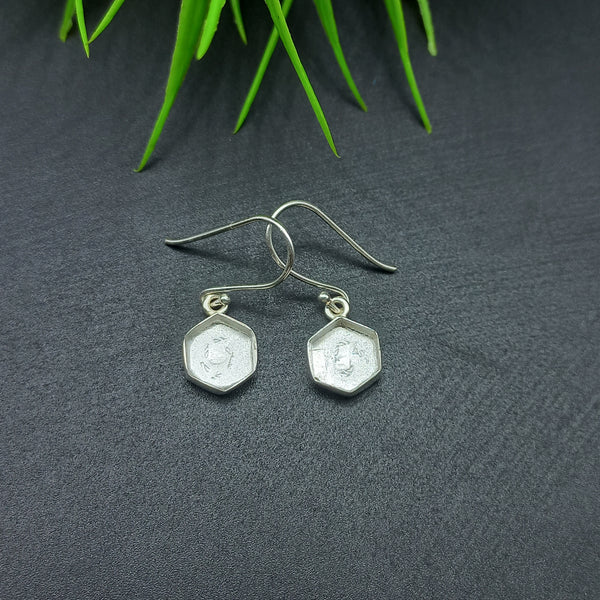 925 Sterling Silver Earring, Plain Bezel Cup Close Blank Hexagon Earring, Setting For Making Earring 5X5 MM To 10X10 MM, DIY Jewelry