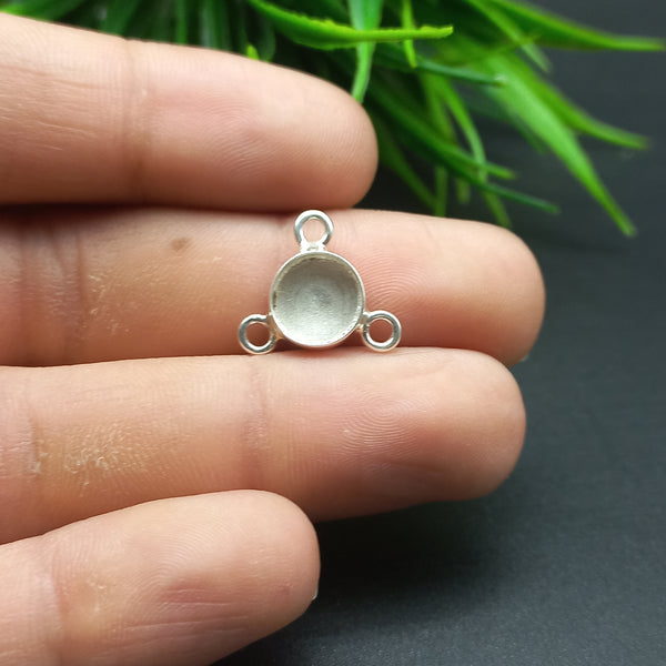 925 Sterling Silver Collet Round Plain Close Blank Connector, Setting For Making Connector 5 MM To 40 MM, DIY Jewelry Supplies