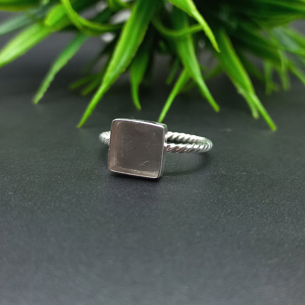 925 Sterling Silver Ring, Spiral Wire Plain Bezel Cup Square Close Blank Ring, Setting For Making Ring 15 MM To 22 MM, DIY Jewelry Supplies