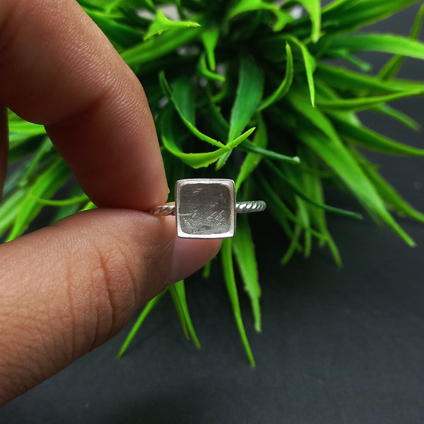 925 Sterling Silver Ring, Spiral Wire Plain Bezel Cup Square Close Blank Ring, Setting For Making Ring 15 MM To 22 MM, DIY Jewelry Supplies