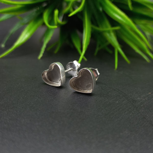 925 Sterling Silver Collet Heart Plain Bezel Cup Close Blank Stud Earring, Setting For Making Earring 3 MM To 40 MM, DIY Jewelry Supplies