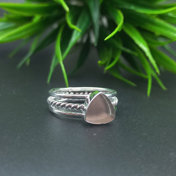 925 Sterling Silver Ring, Spiral Wire Plain Bezel Cup Trillion Close Blank Ring, Setting For Making Ring 5 To 50 MM, DIY Jewelry Supplies