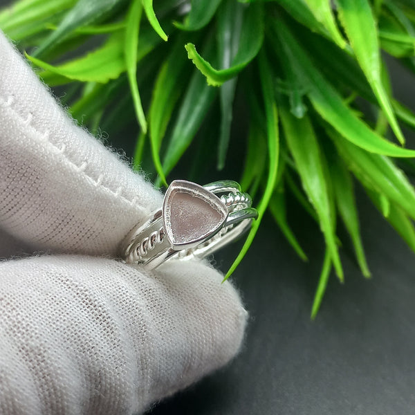 925 Sterling Silver Ring, Spiral Wire Plain Bezel Cup Trillion Close Blank Ring, Setting For Making Ring 5 To 50 MM, DIY Jewelry Supplies