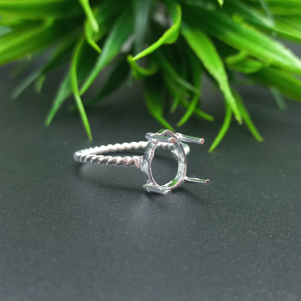 925 Sterling Silver Pear Spiral wire Ring, Plain Prong Cup Open Blank Ring, Setting For Making Ring 6x4 MM To 14x21 MM, DIY Jewelry Supplies