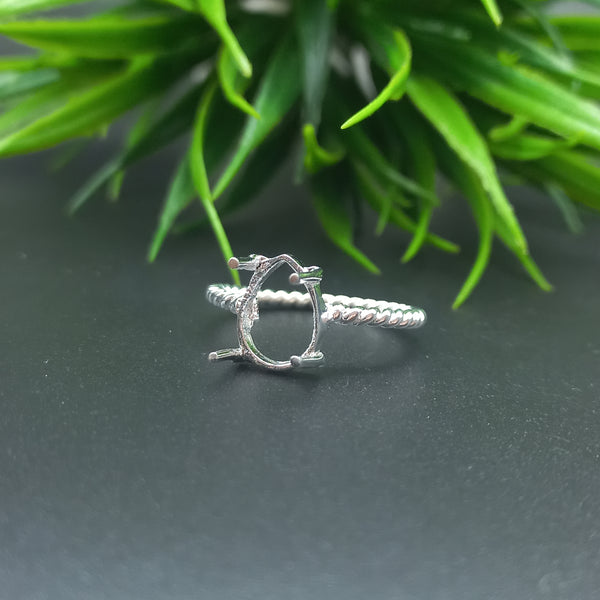 925 Sterling Silver Pear Spiral wire Ring, Plain Prong Cup Open Blank Ring, Setting For Making Ring 6x4 MM To 14x21 MM, DIY Jewelry Supplies