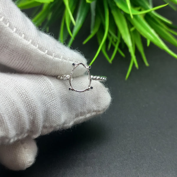 925 Sterling Silver Pear Spiral wire Ring, Plain Prong Cup Open Blank Ring, Setting For Making Ring 6x4 MM To 14x21 MM, DIY Jewelry Supplies