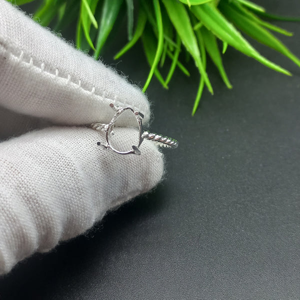 925 Sterling Silver Pear Spiral wire Ring, Plain Prong Cup Open Blank Ring, Setting For Making Ring 6x4 MM To 14x21 MM, DIY Jewelry Supplies