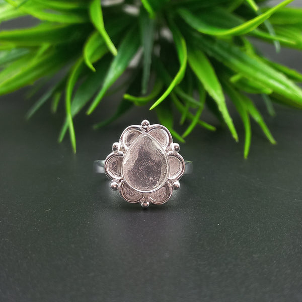 925 Sterling Silver Close Blank Pear Ring, Awesome Design Plain Bezel Cup Ring, Setting For Making Ring 6x4 MM To 14x21 MM, DIY Jewelry