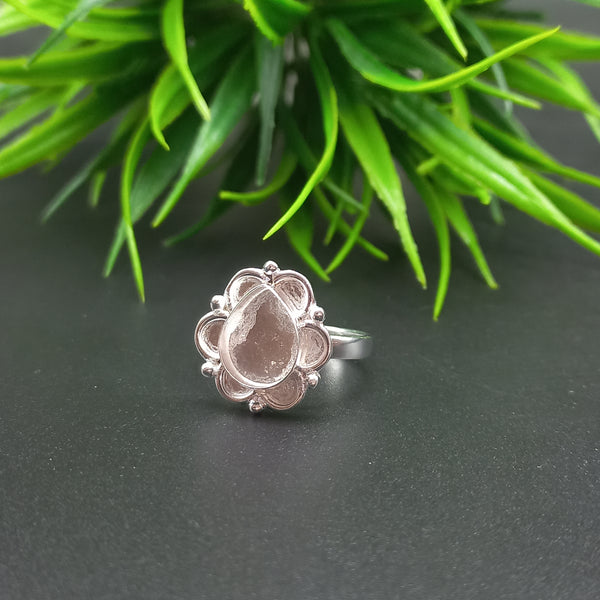 925 Sterling Silver Close Blank Pear Ring, Awesome Design Plain Bezel Cup Ring, Setting For Making Ring 6x4 MM To 14x21 MM, DIY Jewelry