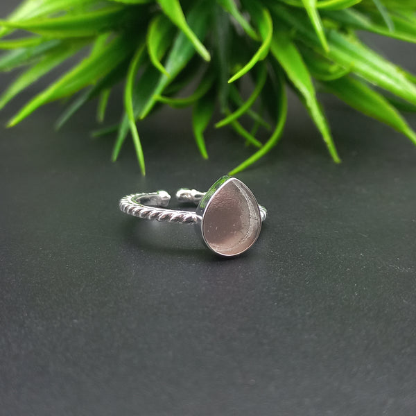 925 Sterling Silver Close Blank Pear Ring, Awesome Design Adjustable Bezel Cup Ring, Setting For Making Ring 6x4 MM To 14x21 MM, DIY Jewelry