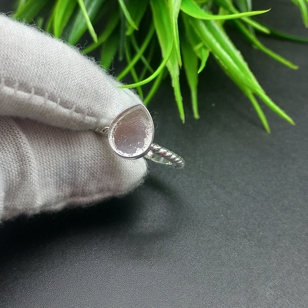 925 Sterling Silver Close Blank Pear Ring, Awesome Design Adjustable Bezel Cup Ring, Setting For Making Ring 6x4 MM To 14x21 MM, DIY Jewelry