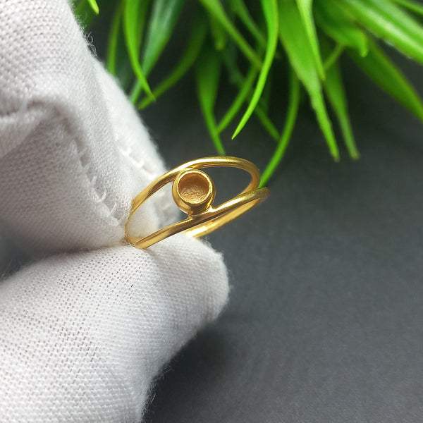 925 Sterling Silver Gold Plated Plain Bezel Cup Round Close Blank Double Wire Collet Ring, Setting For Making Ring 5X5 MM To 40X40 MM, DIY