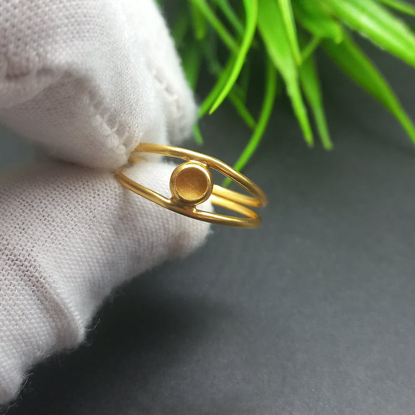 925 Sterling Silver Gold Plated Plain Bezel Cup Round Close Blank Double Wire Collet Ring, Setting For Making Ring 5X5 MM To 40X40 MM, DIY