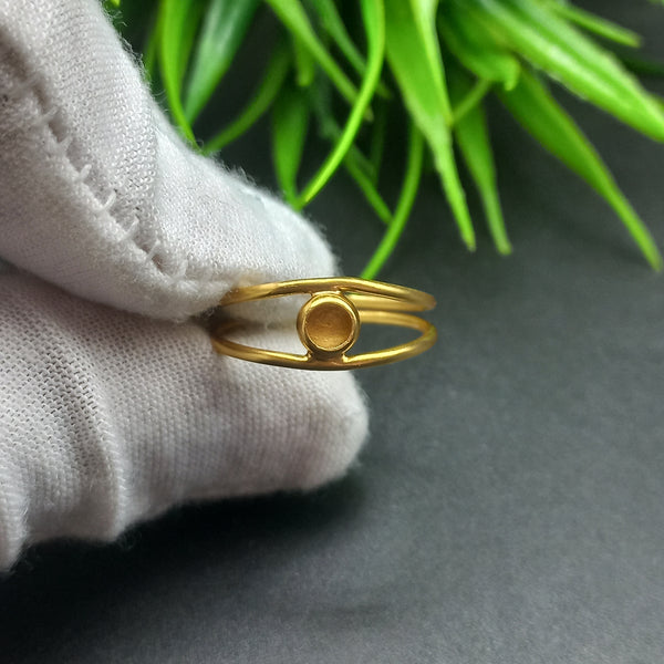 925 Sterling Silver Gold Plated Plain Bezel Cup Round Close Blank Double Wire Collet Ring, Setting For Making Ring 5X5 MM To 40X40 MM, DIY