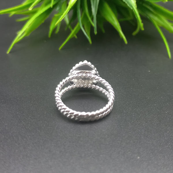 925 Sterling Silver Beaded Close Blank Pear Ring, Double Spiral wire Bezel Cup Ring, Setting For Making Ring 6x4 MM To 14x21 MM, DIY Jewelry