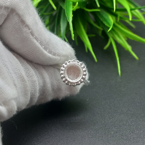 925 Sterling Silver Round Ring, Beaded Cup Round Close Blank Ring, Setting For Making Ring 5 mm To 40 mm, DIY Jewelry Supplies