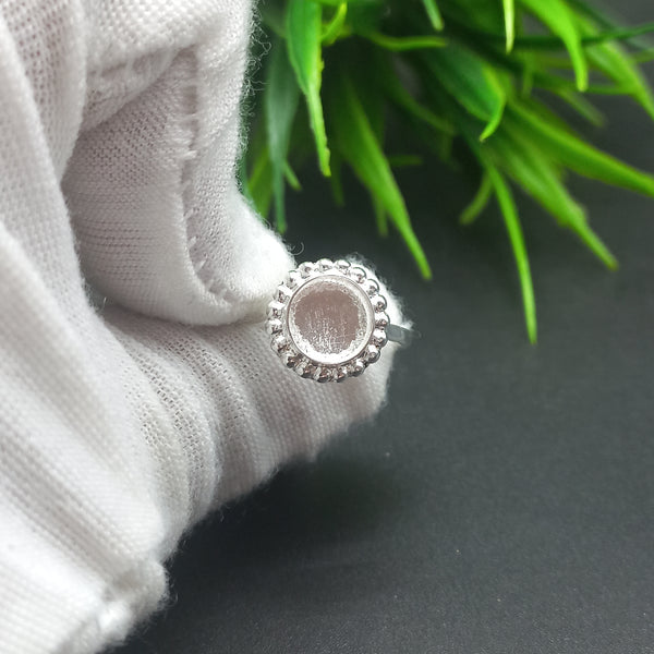 925 Sterling Silver Round Ring, Beaded Cup Round Close Blank Ring, Setting For Making Ring 5 mm To 40 mm, DIY Jewelry Supplies
