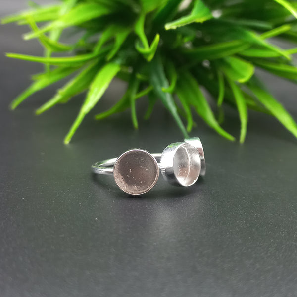 925 Sterling Silver Round Ring, Three Stone Plain Round Close Blank Ring, Setting For Making Ring 5 mm To 8 mm, DIY Jewelry Supplies