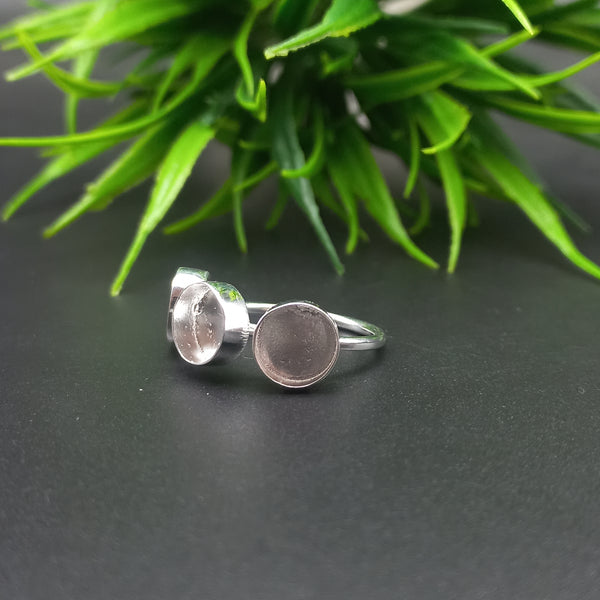 925 Sterling Silver Round Ring, Three Stone Plain Round Close Blank Ring, Setting For Making Ring 5 mm To 8 mm, DIY Jewelry Supplies