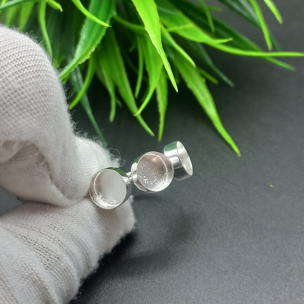 925 Sterling Silver Round Ring, Three Stone Plain Round Close Blank Ring, Setting For Making Ring 5 mm To 8 mm, DIY Jewelry Supplies